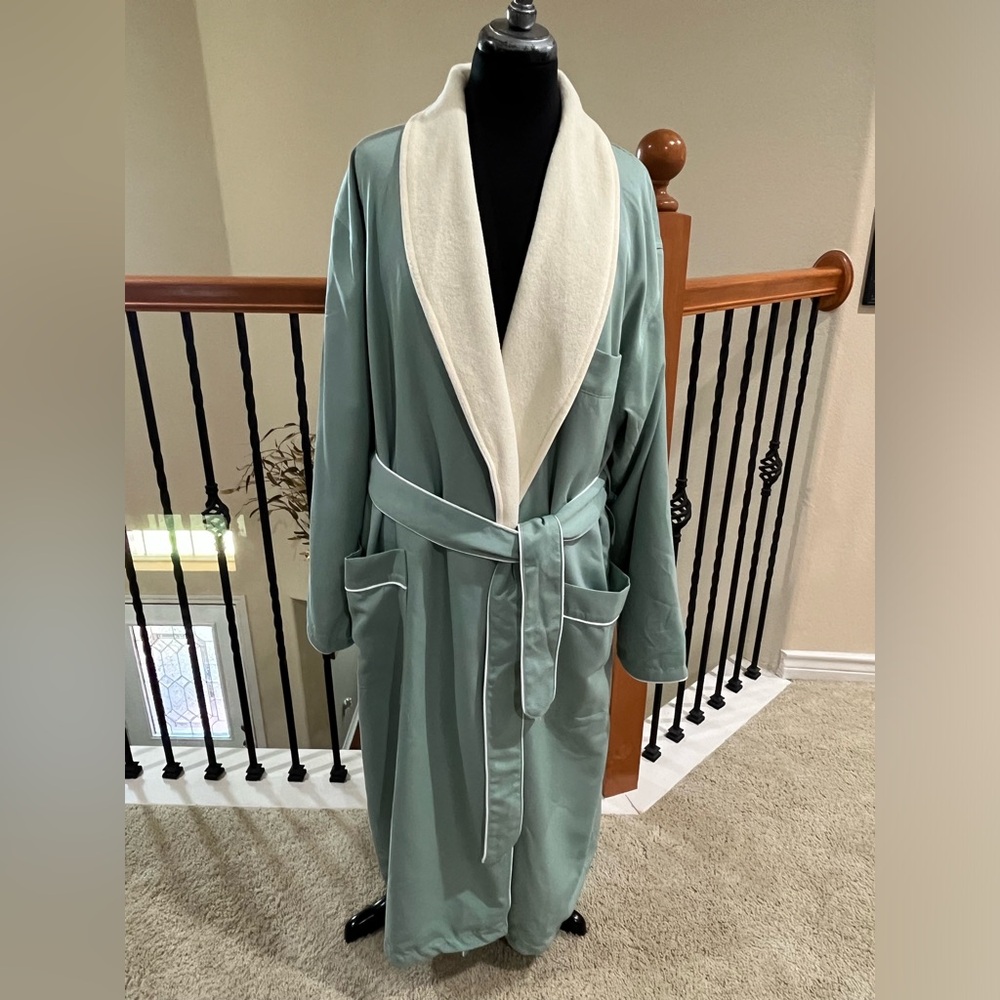 Monarch CYPRESS SAGE GREEN SHAWL ROBE TERRY LINED MICROFIBER, LUXURY SPA OS/L - Picture 9 of 16